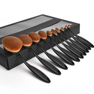 Oval Makeup Brushes Set 10pcs Professional Toothbrush Foundation Blending Cosmetic Brushes