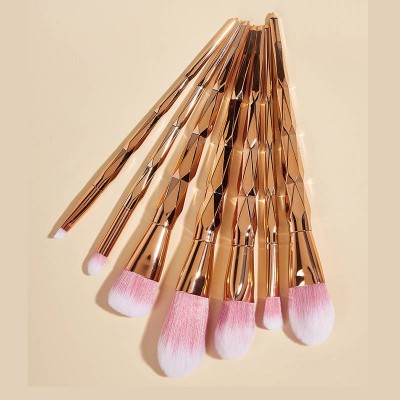 7pcs Rose Gold Color Diamond Cosmetic Brush Set For Foundation Eyeshadow Makeup Blush Set